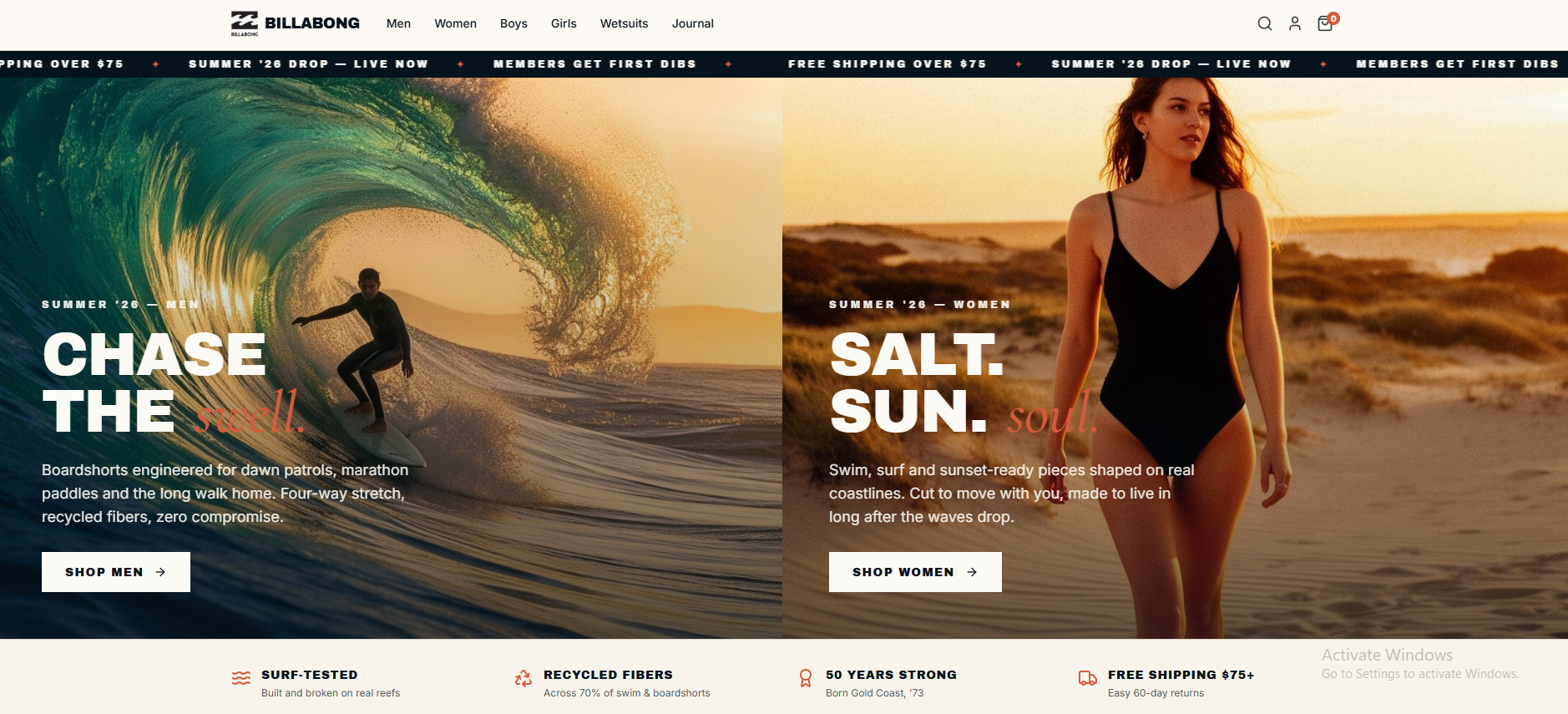 Billabong · Homepage